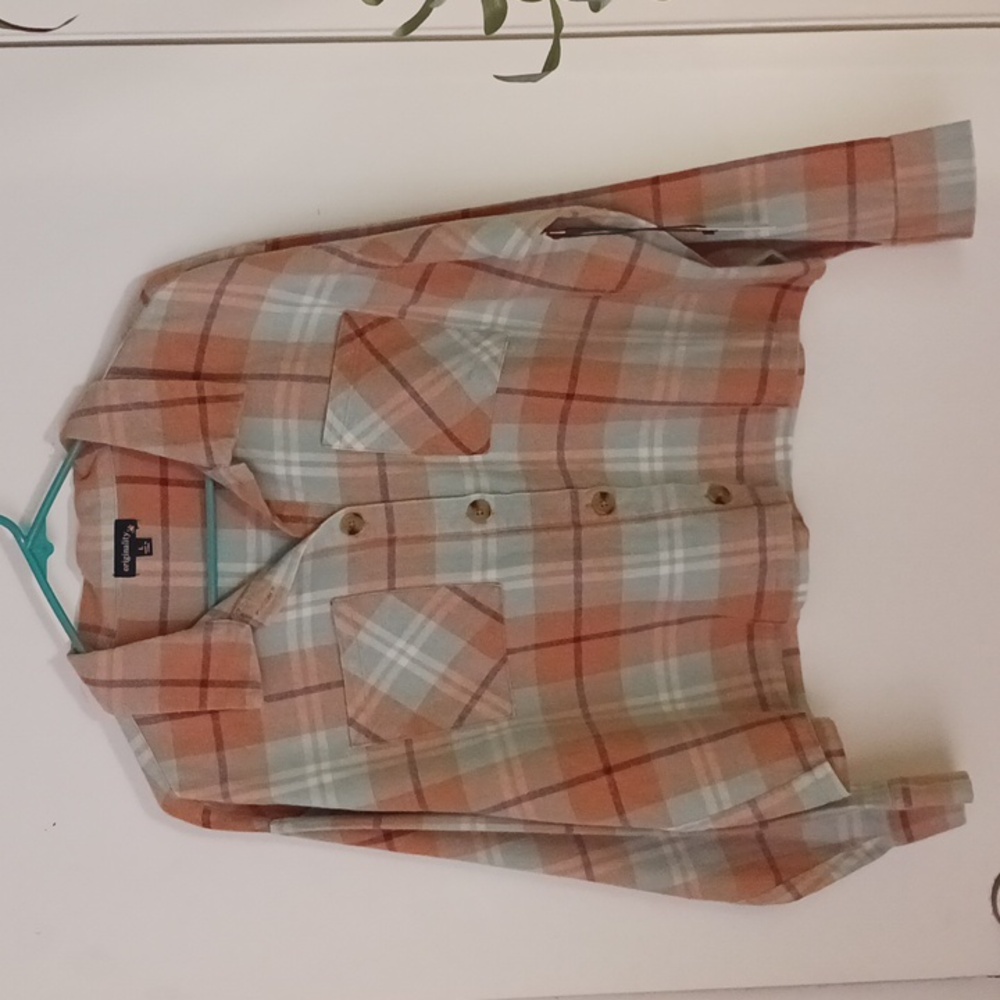 Originality Cropped Flannel Orange and Teal.